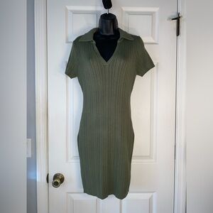 Jolie & Joy Olive Green Ribbed Knit Dress